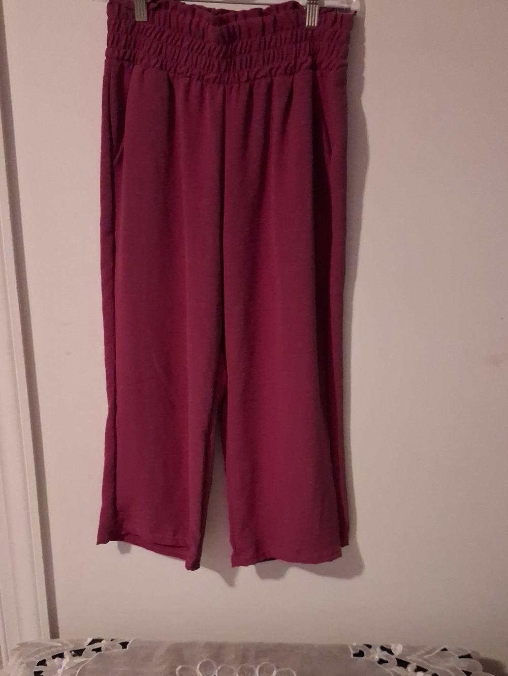 Ashley Blue Raspberry Wide-Leg Capris with Shirred Waist